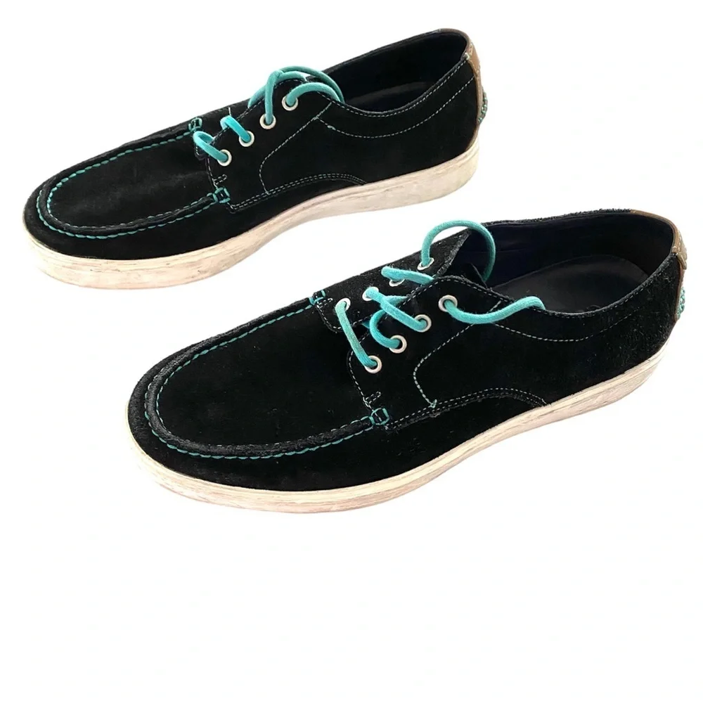 Cole Haan sneaker Oxford black suedeBergen Mac Oxford SZ 9 M has turquoise laces